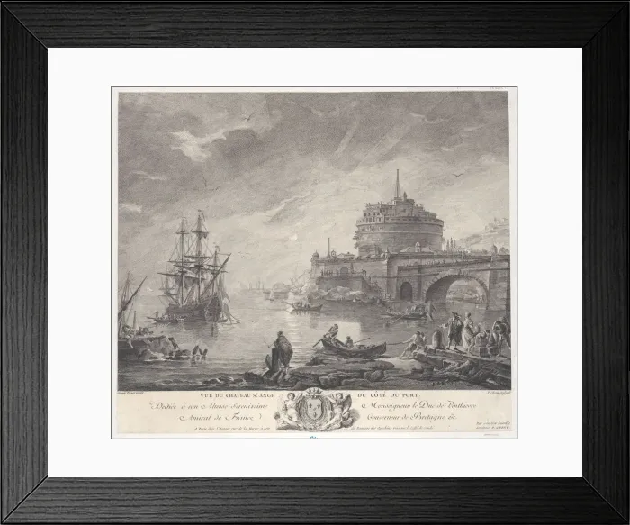 Framed Print : View of Saint Angels Castle from Port Side, ca. 1760-1800. Creator: Pierre Chenu Framed Print : View of Saint Angels Castle from Port Side, ca. 1760-1800. Creator: Pierre Chenu