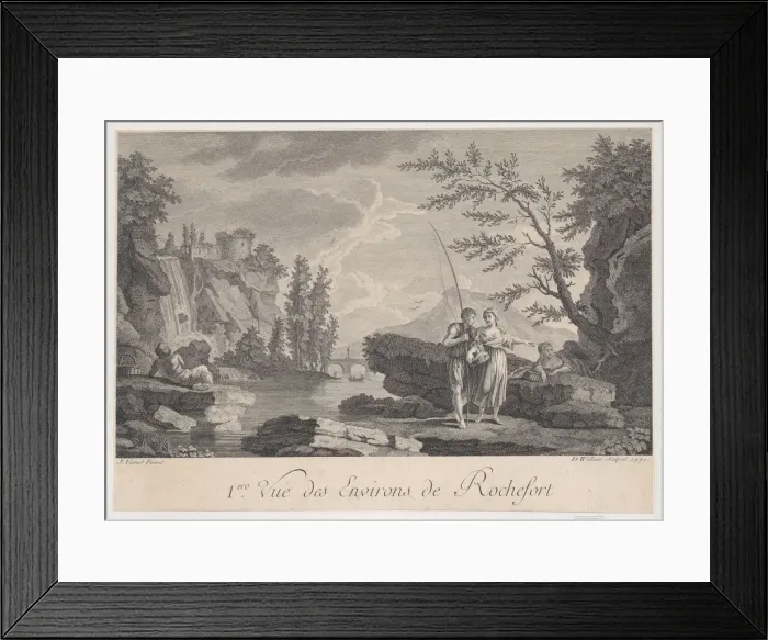 Framed Print : First View of the Surroundings of Rochefort, 1770. Creator: D Wallaert