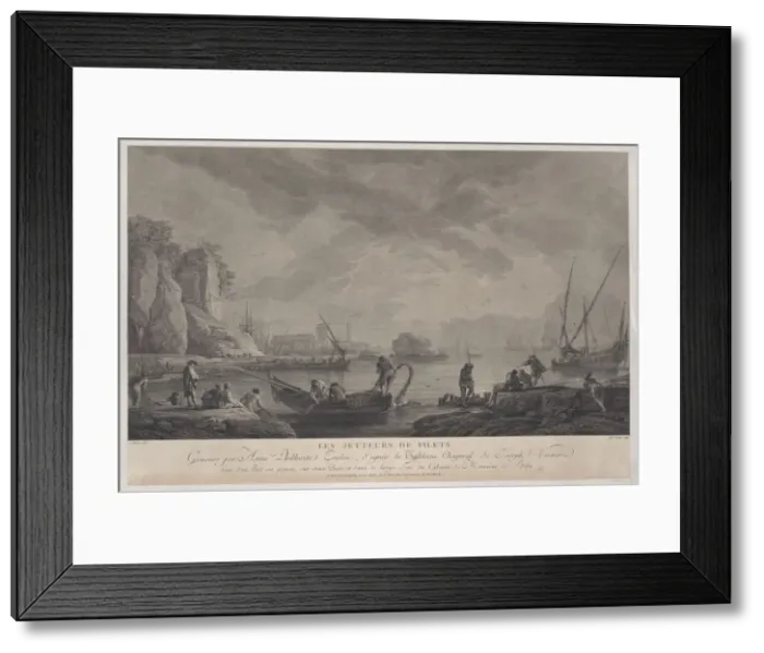 Framed Print : The Net Throwers, ca. 1750-1800. Creator: Anne Philiberte Coulet Framed Print : The Net Throwers, ca. 1750-1800. Creator: Anne Philiberte Coulet