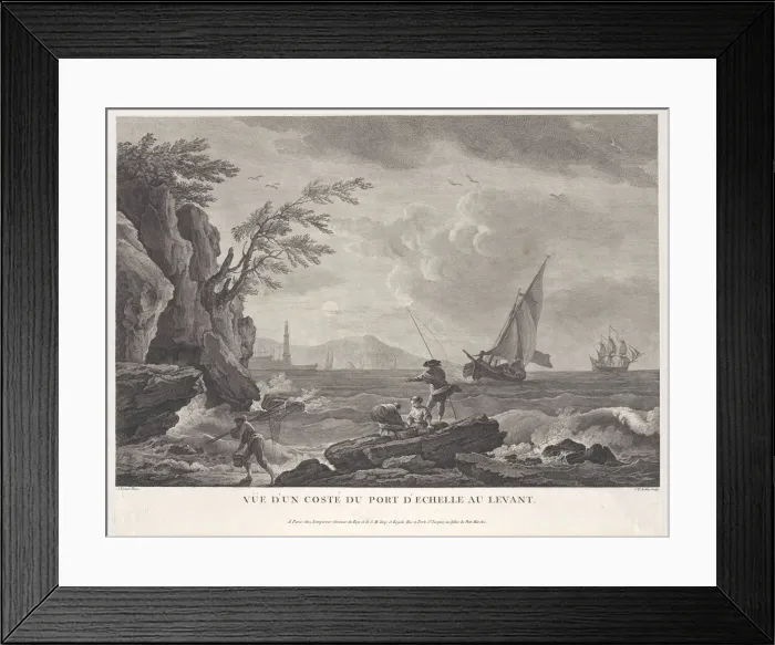 Framed Print : Coastal View of a Port City in the Levant, ca. 1770. Creator: Aveline Framed Print : Coastal View of a Port City in the Levant, ca. 1770. Creator: Aveline
