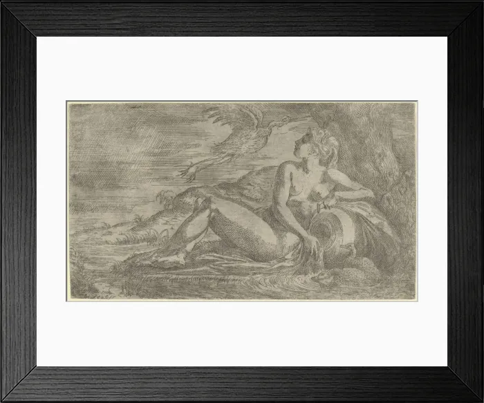 Framed Print : Nymph Watching a Heron Flying Away, ca. 1542-45. Creator: Leon Davent Framed Print : Nymph Watching a Heron Flying Away, ca. 1542-45. Creator: Leon Davent