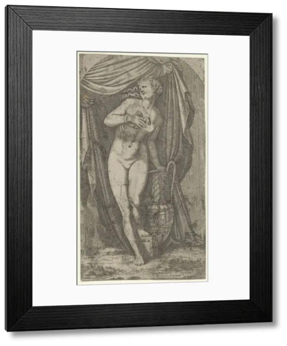 Framed Print : Cleopatra bitten by an Asp, 1540-56. Creator: Leon Davent Framed Print : Cleopatra bitten by an Asp, 1540-56. Creator: Leon Davent