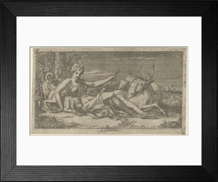 Framed Print : Diana Resting, ca. 1542-45. Creator: Leon Davent Framed Print : Diana Resting, ca. 1542-45. Creator: Leon Davent