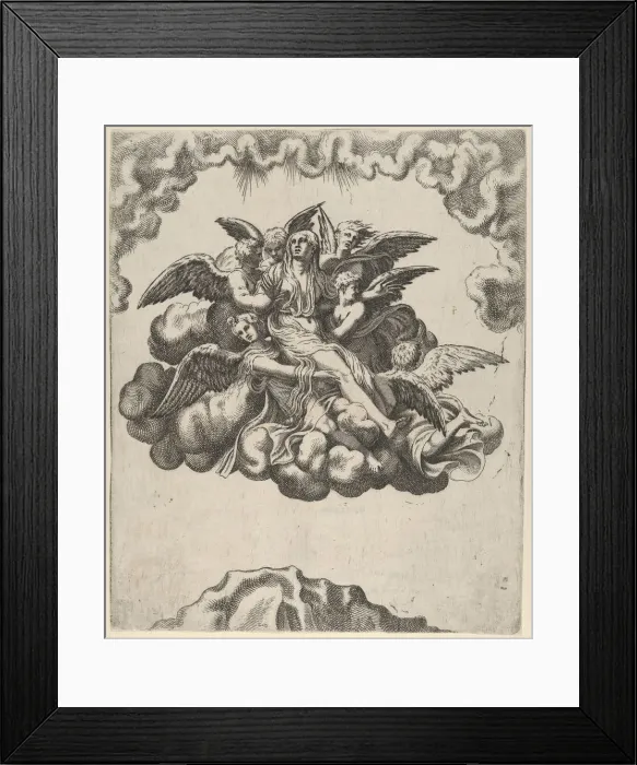 Framed Print : Mary Magdalene Carried to Heaven, mid-16th century. Creator: Leon Davent Framed Print : Mary Magdalene Carried to Heaven, mid-16th century. Creator: Leon Davent