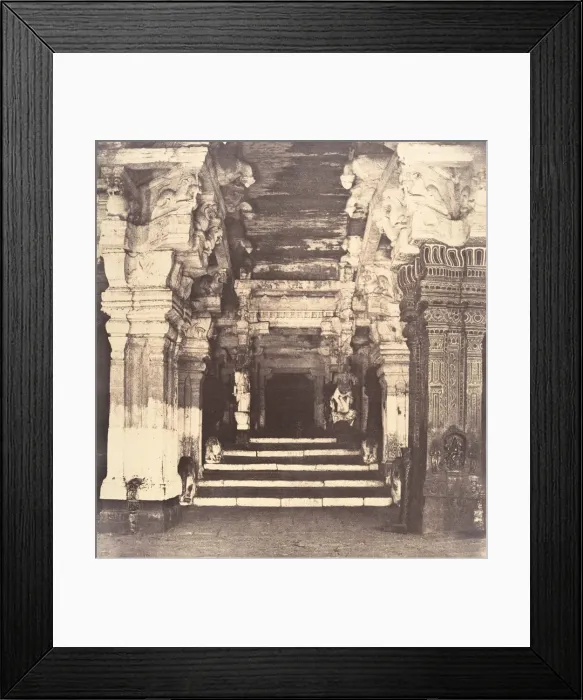 Framed Print : Entrance to the Thousand Pillared Mundapam in the Great Pagoda, January-March 1858. Creator: Captain Linnaeus Tripe Framed Print : Entrance to the Thousand Pillared Mundapam in the Great Pagoda, January-March 1858. Creator: Captain Linnaeus Tripe