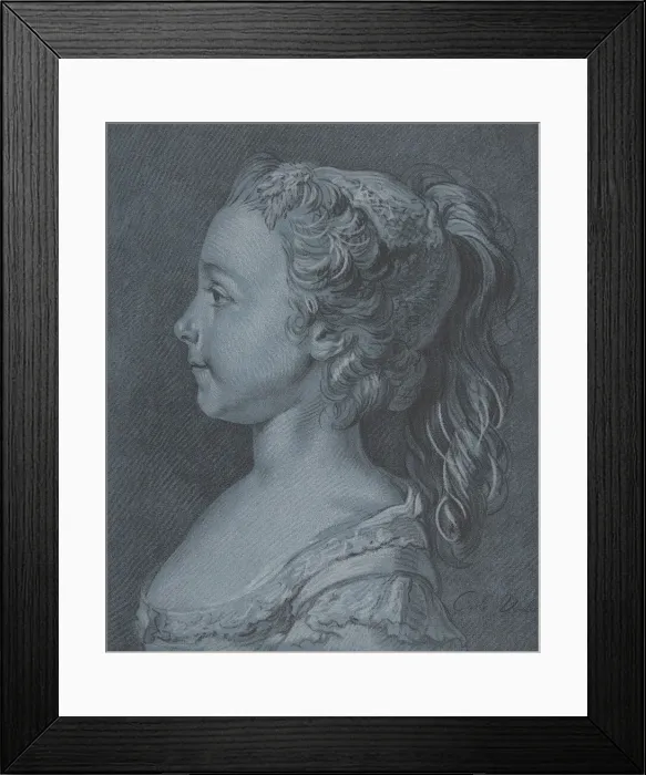 Framed Print : Head of a Young Girl in Profile, 18th century. Creator: Louis Marin Bonnet Framed Print : Head of a Young Girl in Profile, 18th century. Creator: Louis Marin Bonnet