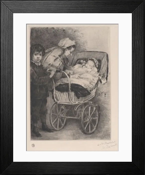 Framed Print : La Sortie de bebe, 1878. Creator: Marcellin-Gilbert Desboutin Framed Print : La Sortie de bebe, 1878. Creator: Marcellin-Gilbert Desboutin