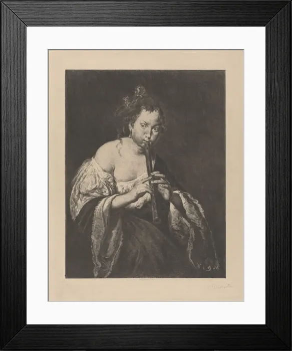 Framed Print : La Flutiste, d apres Domenico Fetti, 1891. Creator: Marcellin-Gilbert Desboutin Framed Print : La Flutiste, d apres Domenico Fetti, 1891. Creator: Marcellin-Gilbert Desboutin