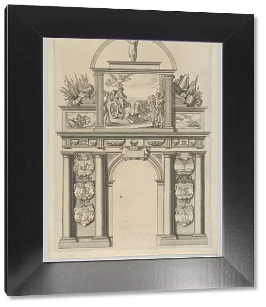 Triumphal arch, from Eloges et discours sur la triomphante reception du Roy en sa ville d... 1629. Creator: Melchior Tavernier