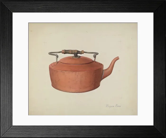 Framed Print : Copper Tea Kettle, c. 1939. Creator: Eugene Croe Framed Print : Copper Tea Kettle, c. 1939. Creator: Eugene Croe