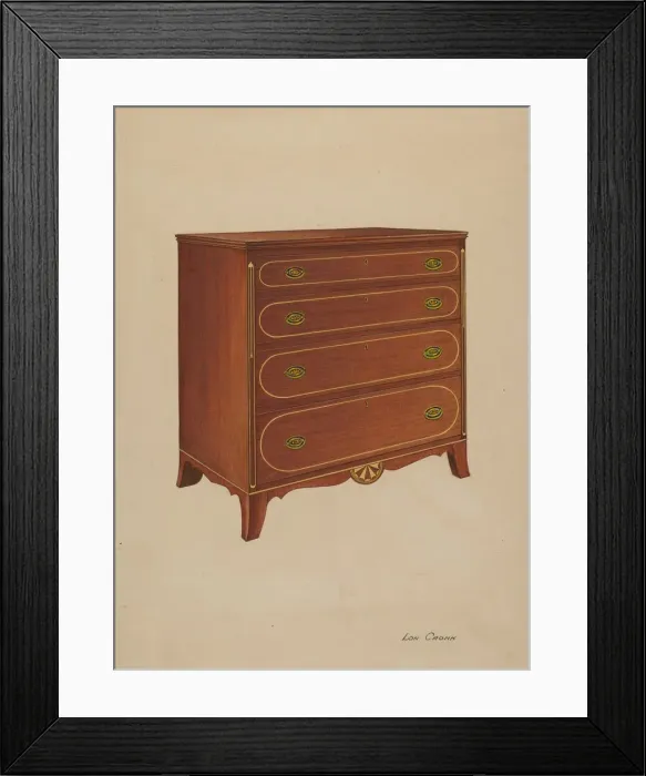 Framed Print : Butternut Wood Chest of Drawers, c. 1938. Creator: Lon Cronk Framed Print : Butternut Wood Chest of Drawers, c. 1938. Creator: Lon Cronk