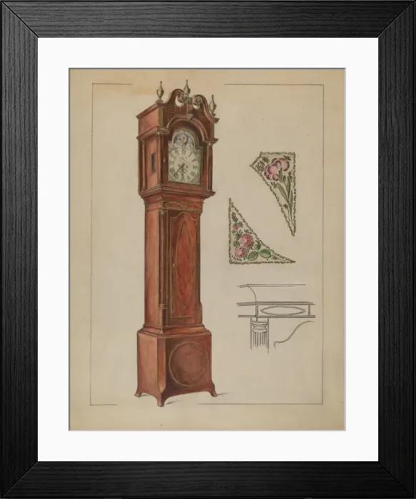 Framed Print : Tall Clock, 1935 / 1942. Creator: Elizabeth Curtis Framed Print : Tall Clock, 1935 / 1942. Creator: Elizabeth Curtis