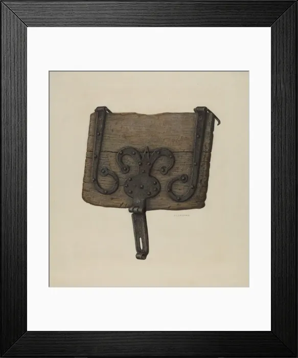 Framed Print : Conestoga Wagon Tool Box Lid, c. 1938. Creator: Austin L. Davison Framed Print : Conestoga Wagon Tool Box Lid, c. 1938. Creator: Austin L. Davison
