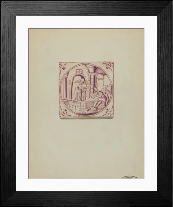 Framed Print : Fireplace Tile, c. 1936. Creator: John Dixon