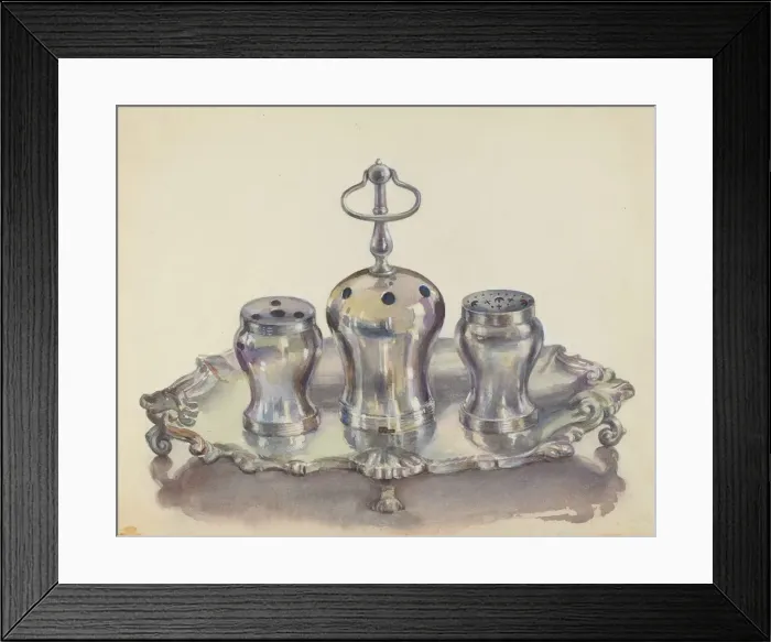 Framed Print : Silver Ink Stand, c. 1936. Creator: John Dixon Framed Print : Silver Ink Stand, c. 1936. Creator: John Dixon