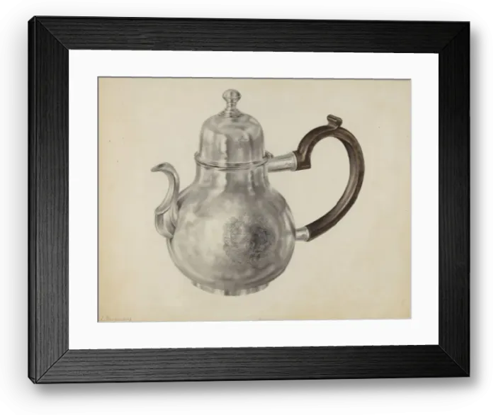 Framed Print : Silver Teapot, c. 1938. Creator: Leo Drozdoff Framed Print : Silver Teapot, c. 1938. Creator: Leo Drozdoff