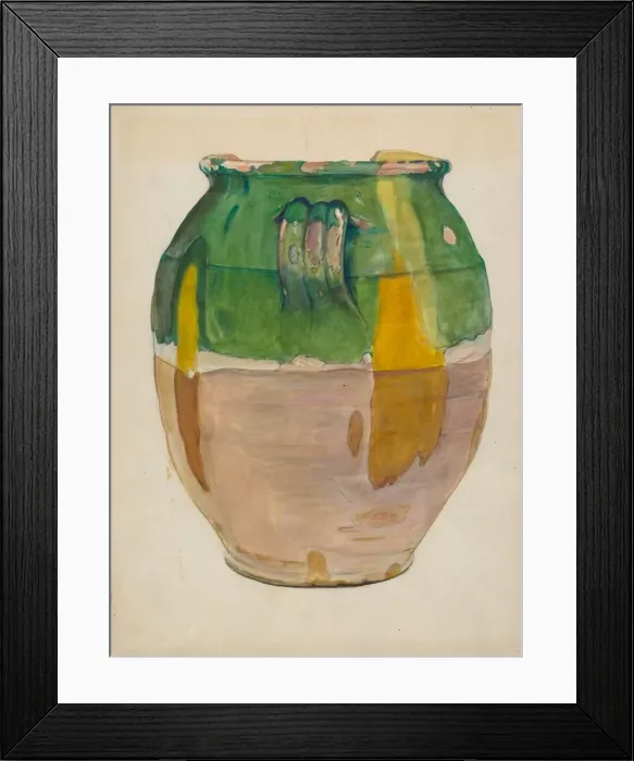 Framed Print : Clay Flower Jar, c. 1936. Creator: Cecily Edwards Framed Print : Clay Flower Jar, c. 1936. Creator: Cecily Edwards