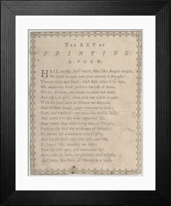 Framed Print : The Art of Printing: A Poem, 19th century. 19th century. Creator: Anon Framed Print : The Art of Printing: A Poem, 19th century. 19th century. Creator: Anon