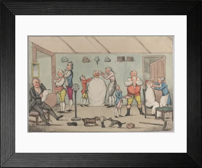 Framed Print : The Barbers Shop, after 1803. after 1803. Creator: Anon Framed Print : The Barbers Shop, after 1803. after 1803. Creator: Anon