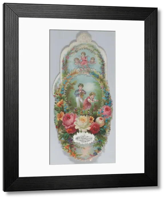 Framed Print : Valentine - Mechanical - romantic symbolism, ca. 1875. ca. 1875. Creator: Anon Framed Print : Valentine - Mechanical - romantic symbolism, ca. 1875. ca. 1875. Creator: Anon
