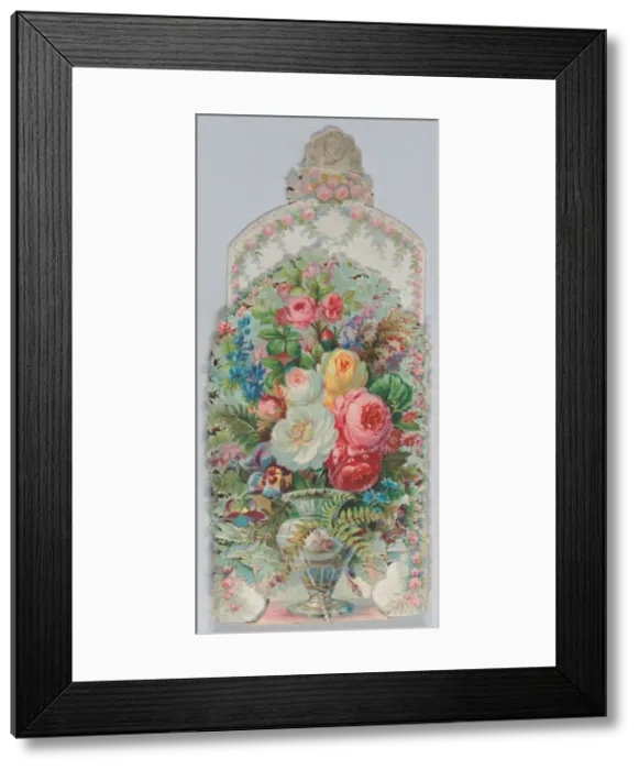 Framed Print : Valentine - Mechanical -- a decorated armoire (chest), ca. 1875. ca. 1875. Creator: Anon Framed Print : Valentine - Mechanical -- a decorated armoire (chest), ca. 1875. ca. 1875. Creator: Anon