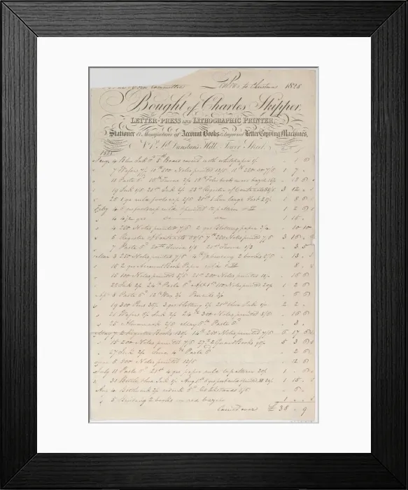 Framed Print : Trade Card for Charles Skipper, Letter Press and Lithographic Printer, 1828. 1828. Creator: Anon Framed Print : Trade Card for Charles Skipper, Letter Press and Lithographic Printer, 1828. 1828. Creator: Anon