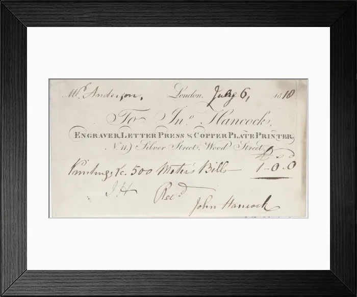 Framed Print : Trade Card for John Hancock, Engraver, Letter Press & Copper Plate Printer, 1818. 1818. Creator: Anon Framed Print : Trade Card for John Hancock, Engraver, Letter Press & Copper Plate Printer, 1818. 1818. Creator: Anon
