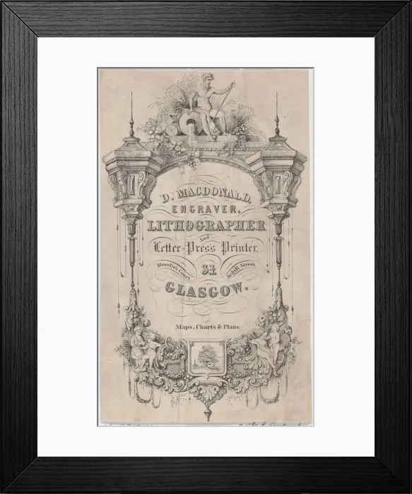 Framed Print : Trade Card for D. MacDonald, Engraver, Lithographer & Letter Press... late 18th-early 19th century. Creator: Anon Framed Print : Trade Card for D. MacDonald, Engraver, Lithographer & Letter Press... late 18th-early 19th century. Creator: Anon