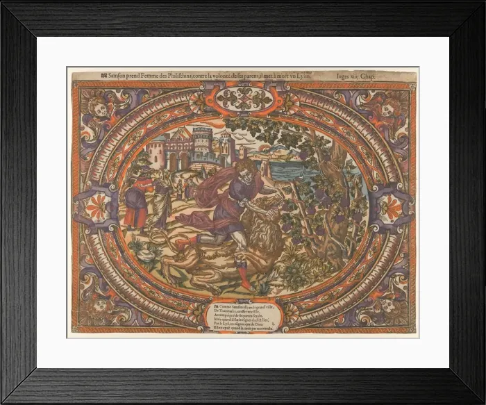 Framed Print : Samson and the Lion, from the Story of Samson, ca. 1560-80. ca. 1560-80. Creator: Anon Framed Print : Samson and the Lion, from the Story of Samson, ca. 1560-80. ca. 1560-80. Creator: Anon
