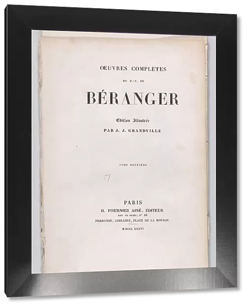 The Complete Works of P. J. de Beranger, 1836. 1836. Creator: Anon