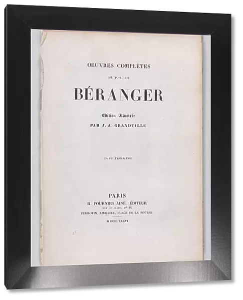The Complete Works of Beranger, 1836. 1836. Creator: Anon