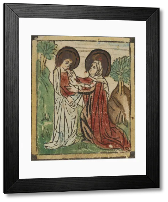 Framed Print : The Visitation (Schr. 59), 15th century. 15th century. Creator: Anon Framed Print : The Visitation (Schr. 59), 15th century. 15th century. Creator: Anon