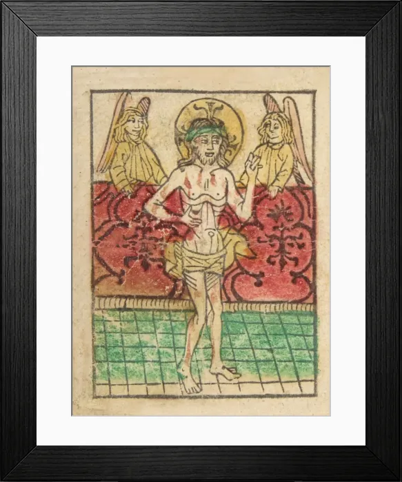 Framed Print : The Man of Sorrows between Two Angels (Schr. 900), 15th century. 15th century. Creator: Anon Framed Print : The Man of Sorrows between Two Angels (Schr. 900), 15th century. 15th century. Creator: Anon
