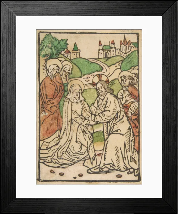 Framed Print : Christ Taking Leave of His Mother (Schr. 639), 15th century. 15th century. Creator: Anon Framed Print : Christ Taking Leave of His Mother (Schr. 639), 15th century. 15th century. Creator: Anon