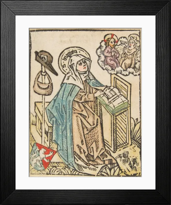Framed Print : St. Bridget (Schr. 1307a), 15th century. 15th century. Creator: Anon Framed Print : St. Bridget (Schr. 1307a), 15th century. 15th century. Creator: Anon
