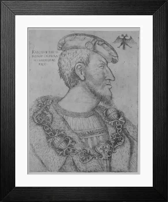 Framed Print : Portrait of the Holy Roman Emperor Charles V facing right, ca. 1520-1540. ca. 1520-1540. Creator: Anon Framed Print : Portrait of the Holy Roman Emperor Charles V facing right, ca. 1520-1540. ca. 1520-1540. Creator: Anon