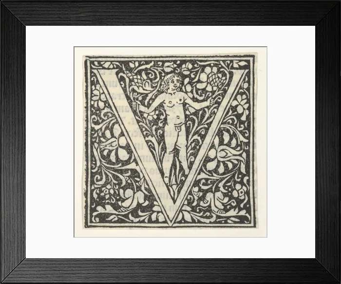 Framed Print : Initial letter V with putto, 1496. 1496. Creator: Anon