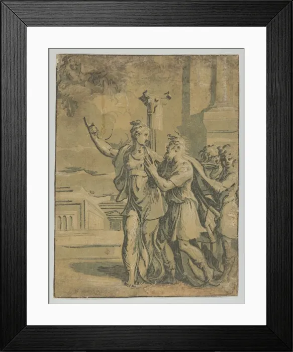 Framed Print : The Tirburtine Sibyl telling the Emperor Augustus of the coming in Christ, after Parmig... 1530-40. Creator: Anon Framed Print : The Tirburtine Sibyl telling the Emperor Augustus of the coming in Christ, after Parmig... 1530-40. Creator: Anon