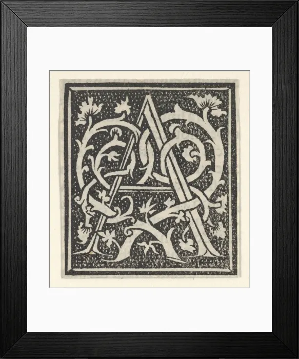 Framed Print : Initial letter A on patterned background, 1520. 1520. Creator: Anon Framed Print : Initial letter A on patterned background, 1520. 1520. Creator: Anon