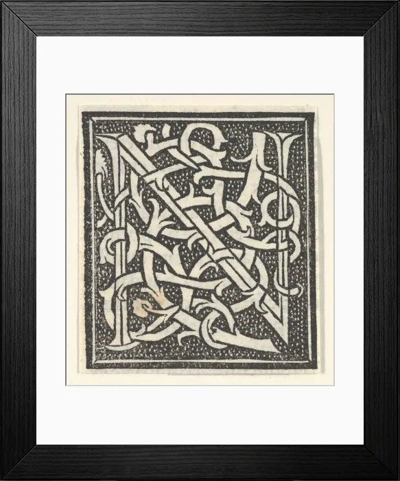 Framed Print : Initial letter N on patterned background, 1520. 1520. Creator: Anon Framed Print : Initial letter N on patterned background, 1520. 1520. Creator: Anon