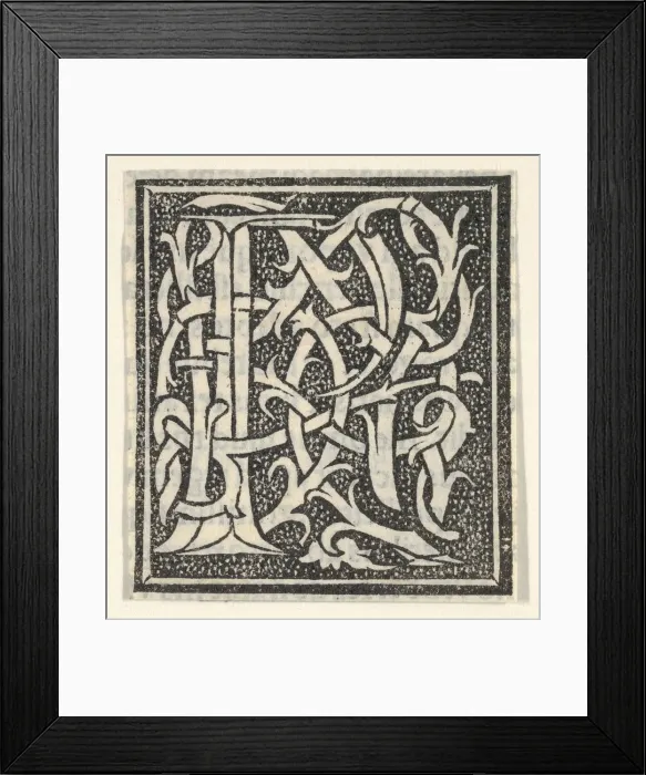Framed Print : Initial letter P on patterned background, 1520. 1520. Creator: Anon Framed Print : Initial letter P on patterned background, 1520. 1520. Creator: Anon