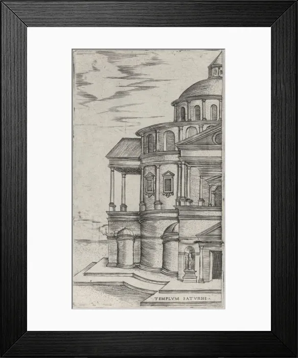 Framed Print : Templum Saturni, from a Series of 24 Depicting (Reconstructed) Buildings from... Plate ca. 1530-50. Creator: Anon Framed Print : Templum Saturni, from a Series of 24 Depicting (Reconstructed) Buildings from... Plate ca. 1530-50. Creator: Anon