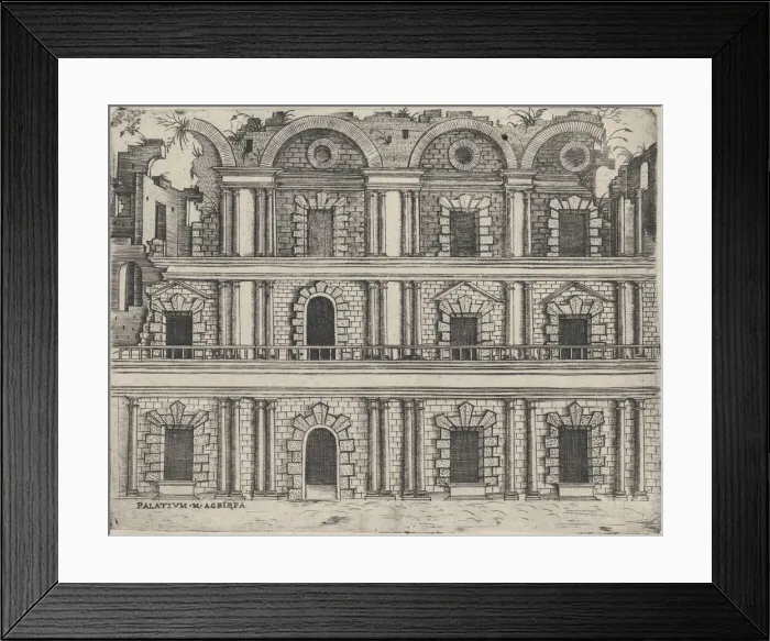 Framed Print : Palatium M. Agrippa, from a Series of 24 Depicting (Reconstructed) Buildings... Plate ca. 1530-50. Creator: Anon Framed Print : Palatium M. Agrippa, from a Series of 24 Depicting (Reconstructed) Buildings... Plate ca. 1530-50. Creator: Anon