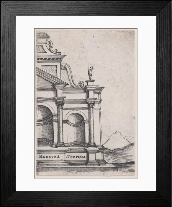 Framed Print : Mercurii Templum (Views of Ancient Roman Temples and Arches), 1535-40. 1535-40. Creator: Anon Framed Print : Mercurii Templum (Views of Ancient Roman Temples and Arches), 1535-40. 1535-40. Creator: Anon