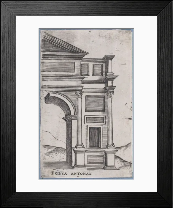 Framed Print : Porta Antonae (Views of Ancient Roman Temples and Arches), 1535-40. 1535-40. Creator: Anon Framed Print : Porta Antonae (Views of Ancient Roman Temples and Arches), 1535-40. 1535-40. Creator: Anon