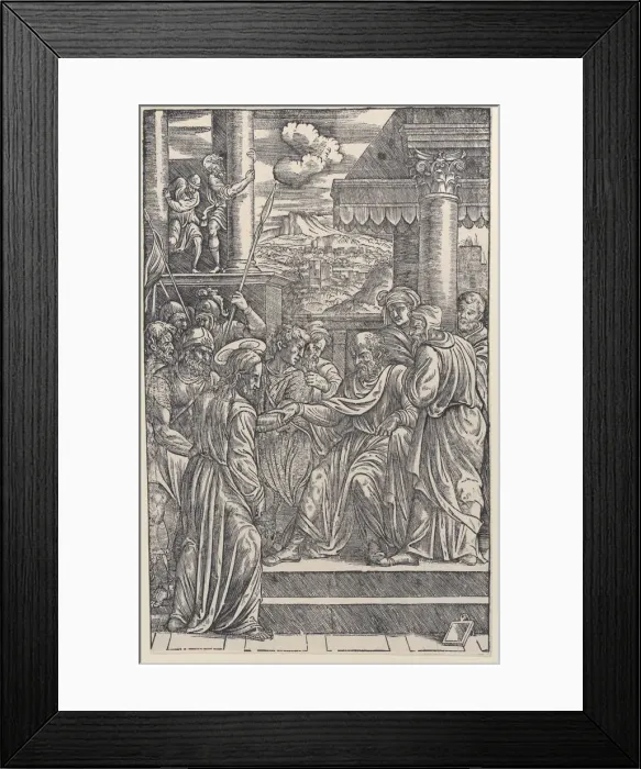 Framed Print : Christ before Pilate, from a series of sixteen prints of the Passion of Christ, 1538. 1538. Creator: Anon Framed Print : Christ before Pilate, from a series of sixteen prints of the Passion of Christ, 1538. 1538. Creator: Anon