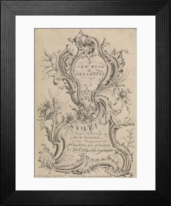 Framed Print : A New Book of Ornaments, Very Necessary for the Instruction of Those Unacquainted W... before 1753. Creator: Henry Copland Framed Print : A New Book of Ornaments, Very Necessary for the Instruction of Those Unacquainted W... before 1753. Creator: Henry Copland