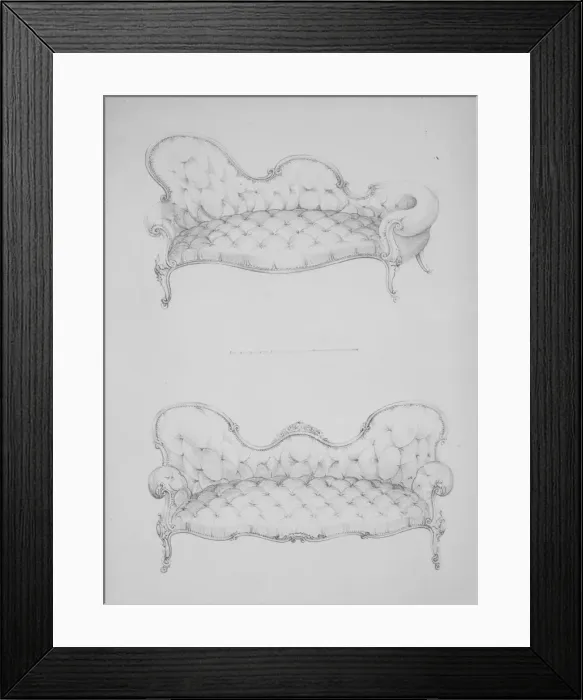 Framed Print : First Part of a Modern and Useful Work Containing 120 Designs of Furniture, ca. 1845. Creator: Henry Wood Framed Print : First Part of a Modern and Useful Work Containing 120 Designs of Furniture, ca. 1845. Creator: Henry Wood