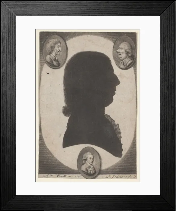 Framed Print : Edward Beetham, bust in profile to right in an oval, with two caricature heads, 1770-1818. Creator: Isaak Jehner Framed Print : Edward Beetham, bust in profile to right in an oval, with two caricature heads, 1770-1818. Creator: Isaak Jehner