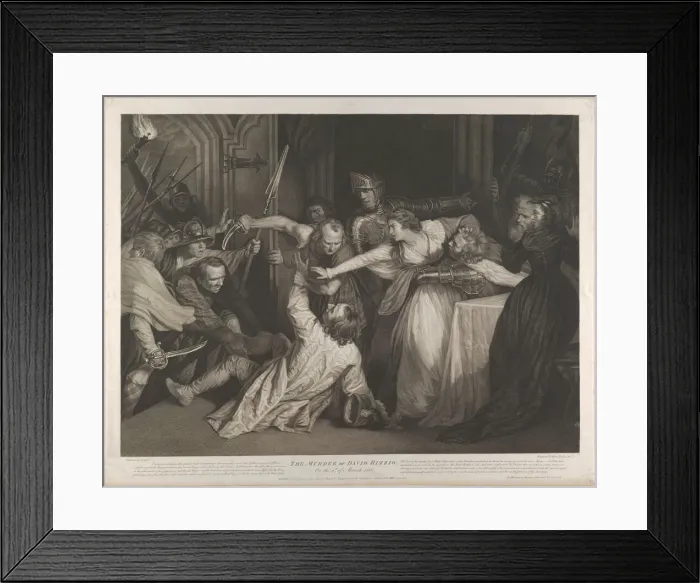 Framed Print : Mary, Queen of Scots witnessing the murder of David Rizzio, January 1, 1791. Creator: Isaac Taylor Framed Print : Mary, Queen of Scots witnessing the murder of David Rizzio, January 1, 1791. Creator: Isaac Taylor